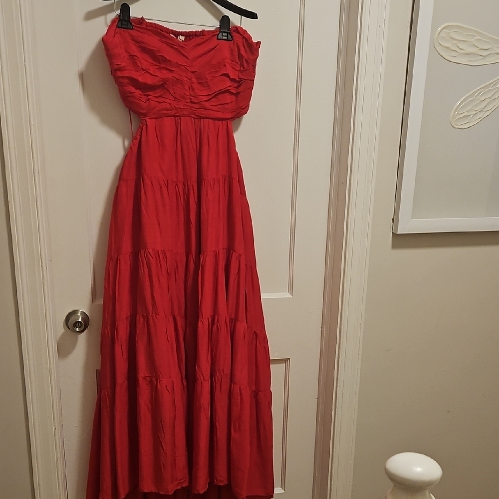 Sexy & Sophistocated Anthropologie Red Strapless Bustier Dress